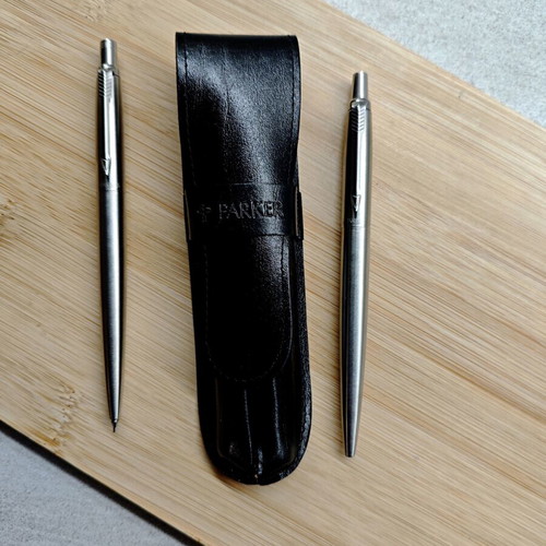 Parker Flighter Duo vintage pen and mechanical pencil set 1993 with leather case