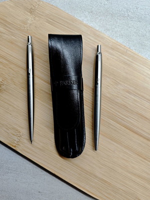 Parker Flighter Duo vintage pen and mechanical pencil set 1993 with leather case