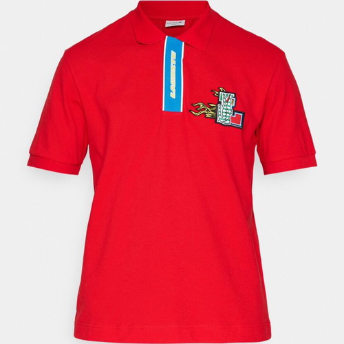 Lacoste Polo Shirt Large Red New with Embroidered Design