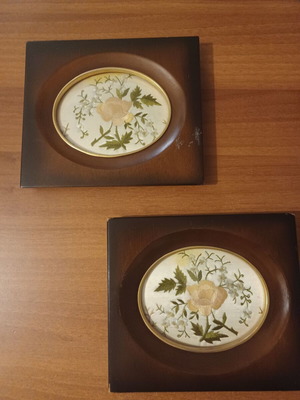 Embroidered silk frames used, set of 2 pieces