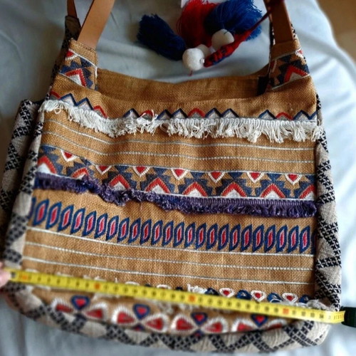Alex Max Boho Shoulder Bag new, beige multicolor
