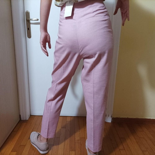 Pink linen high-waisted pants United Colors of Benetton new, size 38