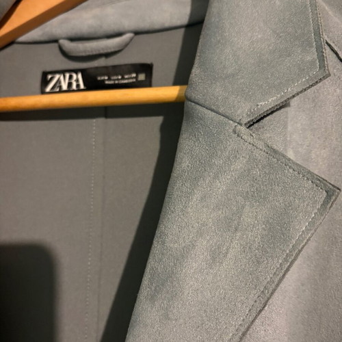 Zara suede coat gray with belt like new