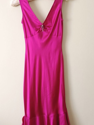 Lussile silk evening dress magenta like new, size S