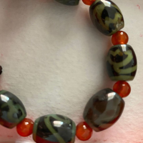 Tibetan Agate Prayer Bead Bracelet new, brown and red