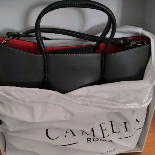 Camelia leather bag Italy new, graphite color