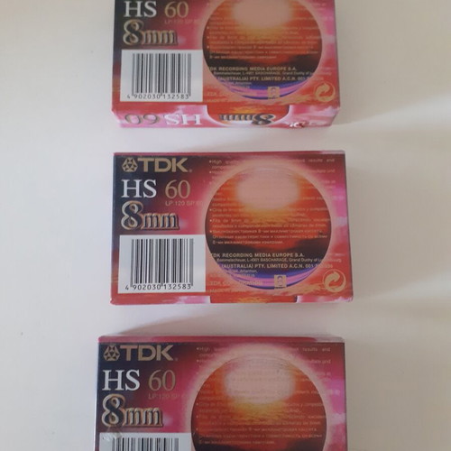 TDK HS 60 8mm video camera cassettes new, set of 3