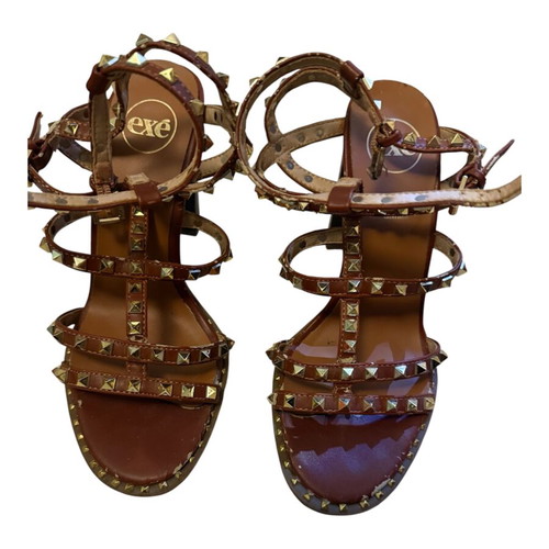 Exe brown sandals with gold studs, used, size 38