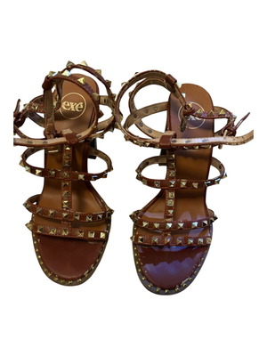 Exe brown sandals with gold studs, used, size 38
