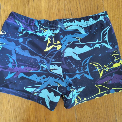 H&M boys' swim shorts used, size 5 years 110 cm, blue and yellow