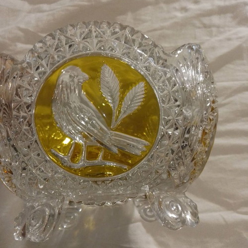 Vintage royal crystal fruit bowl used, two-tone