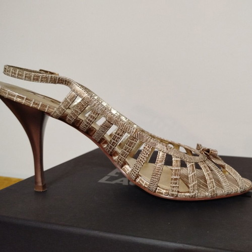 Etre shoes sandals used, beige snake pattern, size 40, 8cm heel