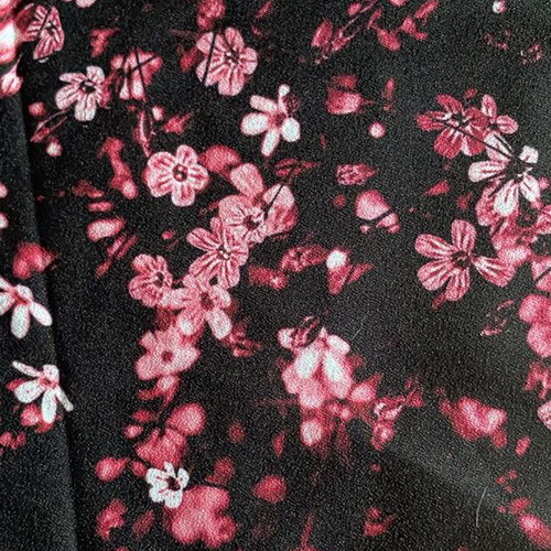 Fabric black with pink and white flowers new, 3.20x1.50m