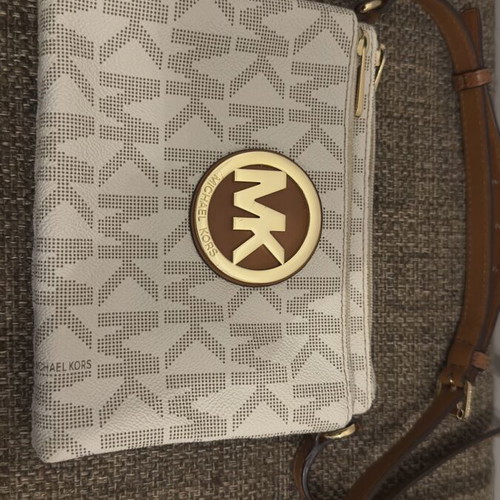 Michael Kors crossbody bag used, white and gold