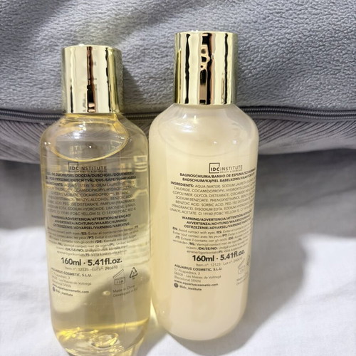 Shower gel and bubble bath set with stand, 160ml each