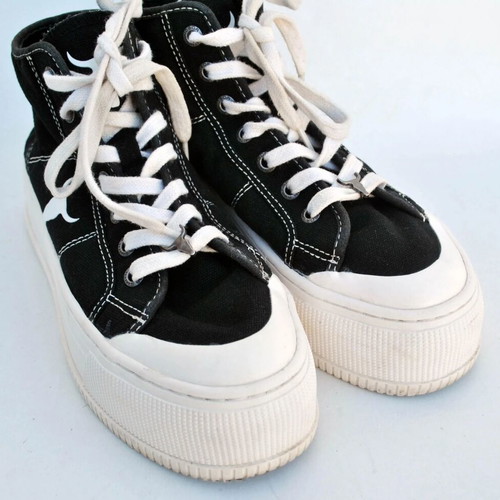 Windsor Smith Black Canvas Platform Sneakers Size 38 Used