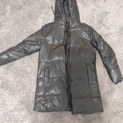 Women's leather jacket used, black with wear