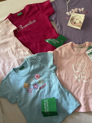 Benetton Girls 5-Pack Cotton T-Shirts New with Tags 6–9 Months