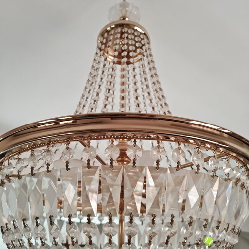 Vintage Empire Basket crystal chandelier, solid brass & Bohemia crystals