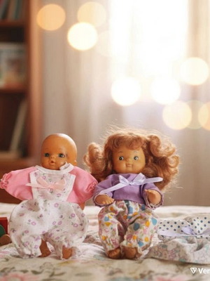 Vintage baby dolls set with 3 outfits used