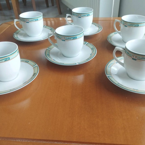 Crown Regent vintage coffee cup set of 6 green and gold like new