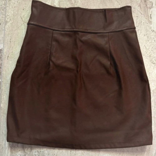 Decoro leather skirt brown, new, high waist, size L