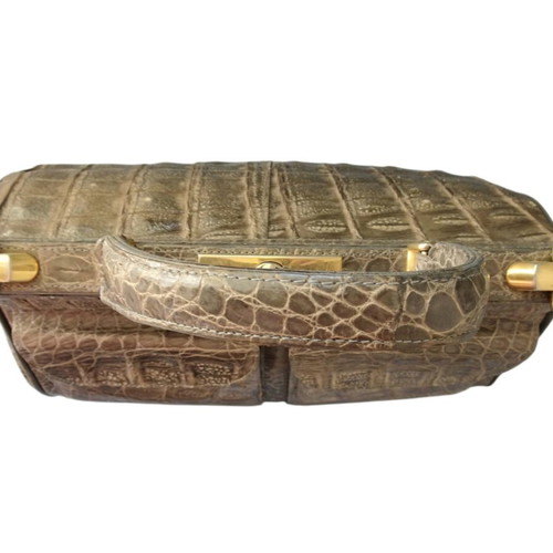 IRV vintage handbag gray croc embossed like new