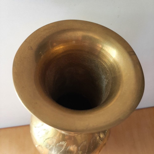Large vintage brass carved vase like new