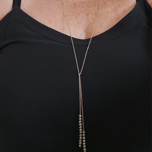 Necklace with 925 silver chain and black gold silicon beads, Angelo di Spirito Roso