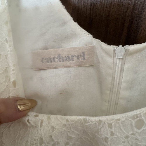 Cacharel Ivory Floral Lace Sleeveless Dress, Size FR 36 / UK 8