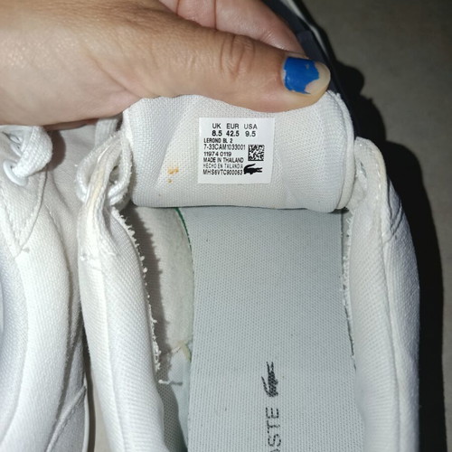 Lacoste white canvas men's sneakers size 42.5 like new