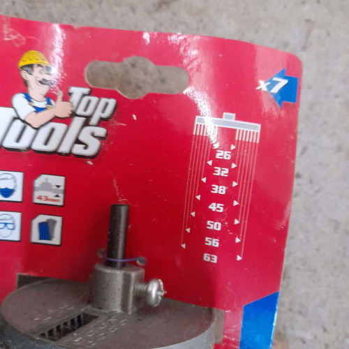 Top Tools wood hole saws 4 pieces, sizes 26,32,38,45,50,56,63 new