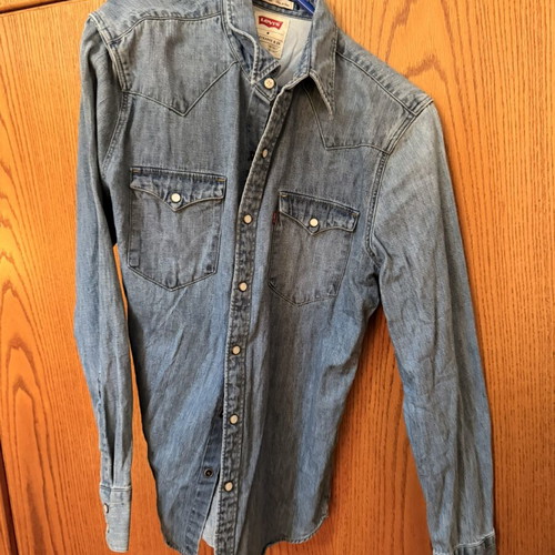 Levi's Slim Fit Denim Shirt Size M Light Blue Western Style