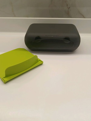 Tupperware food container with divider new, black with green