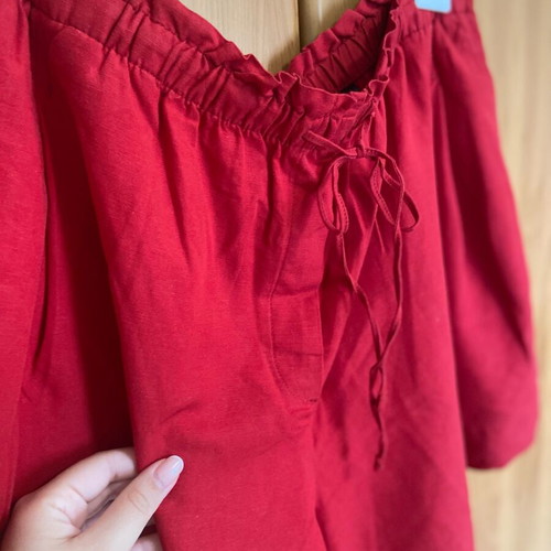 H&M linen shorts red size XL new