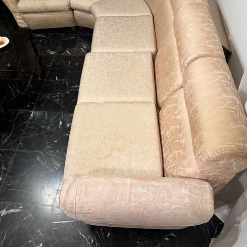 Corner sofa 6-seat used with curved beige champagne angle