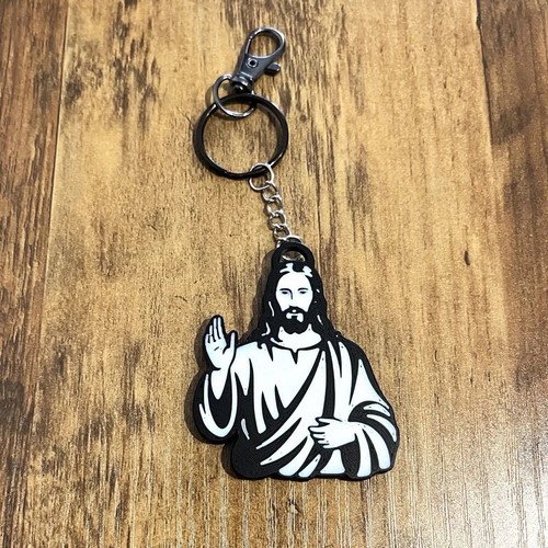 Jesus keychain new with minimal black and white design