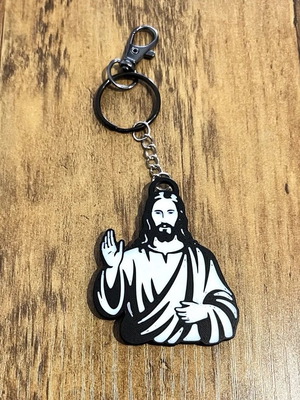 Jesus keychain new with minimal black and white design