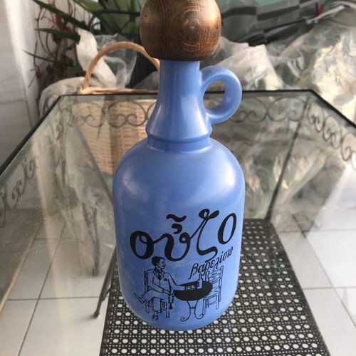 Collectible ceramic ouzo carafe METAXA used, empty