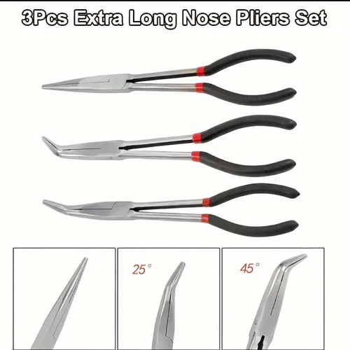 Long-nose pliers set of 3 pieces new