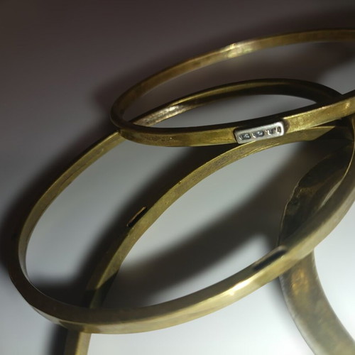 GOTI bracelet set used, 4 brass vintage bangles 1970s-1980s