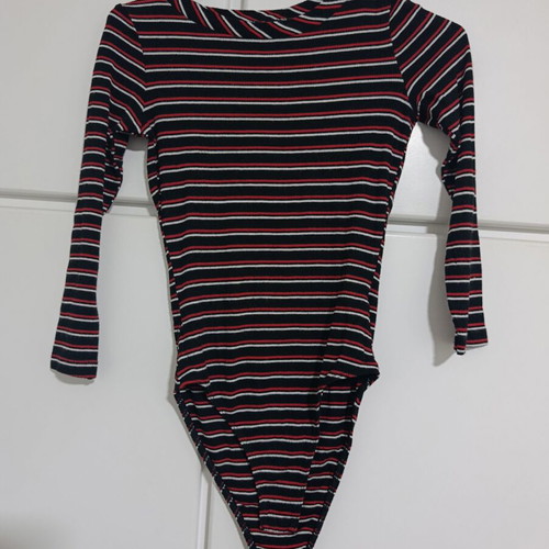 Black bodysuit with red and white stripes like new, size S