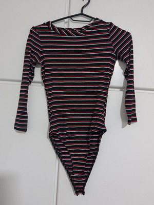 Black bodysuit with red and white stripes like new, size S