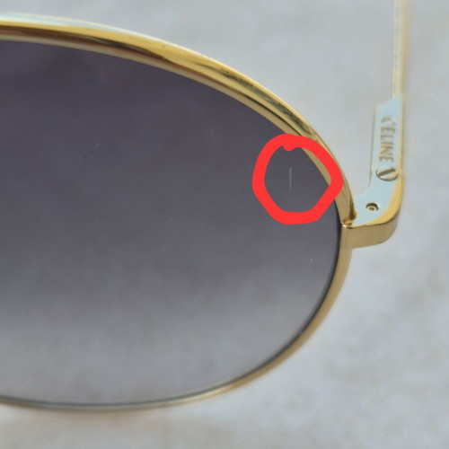 Celine Oversize Sunglasses Used, Gold Tones, Minor Lens Scratch