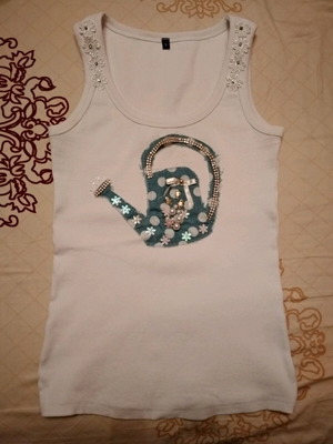 Handmade tank top used small, white with original design