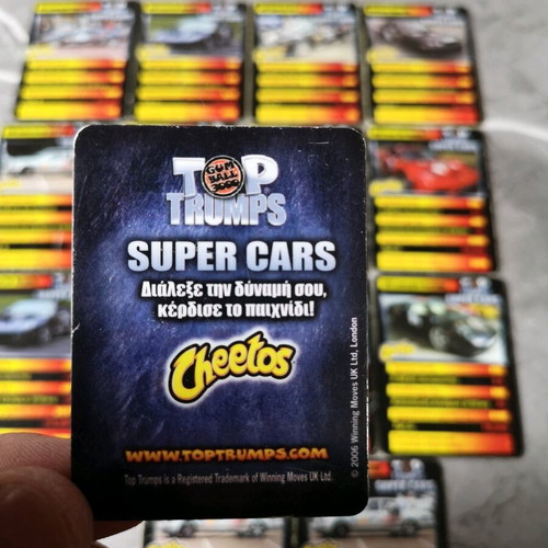 Super Cars mini cards like new, set of 15 pieces