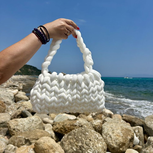 Marshmallow handbag white, handmade, new