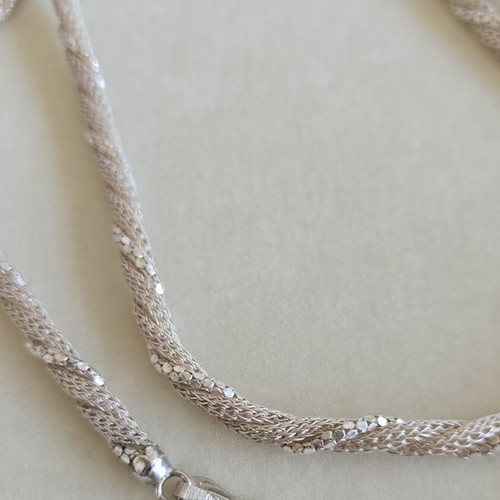 Vintage knitted and twisted silver 1000 necklace