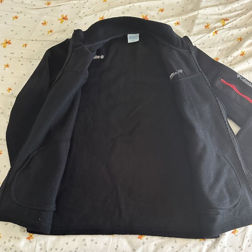 Columbia black fleece jacket with windproof lining, used, size M