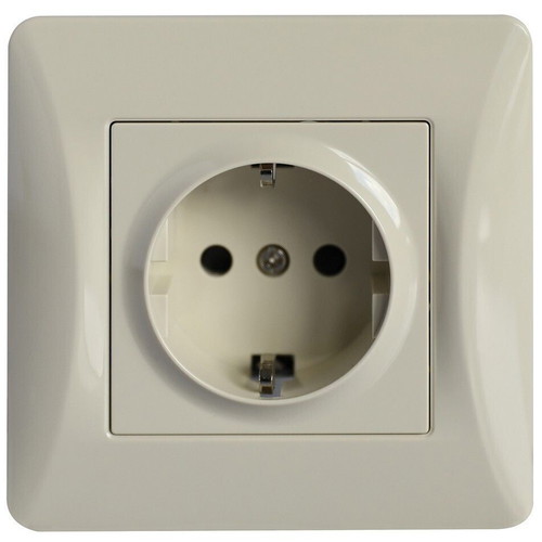 Single Flush-Mounted Safety Power Outlet Beige new